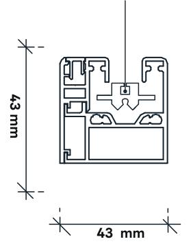 Führungsprofil 43 × 43 mm (dreiteilig, gefedert)